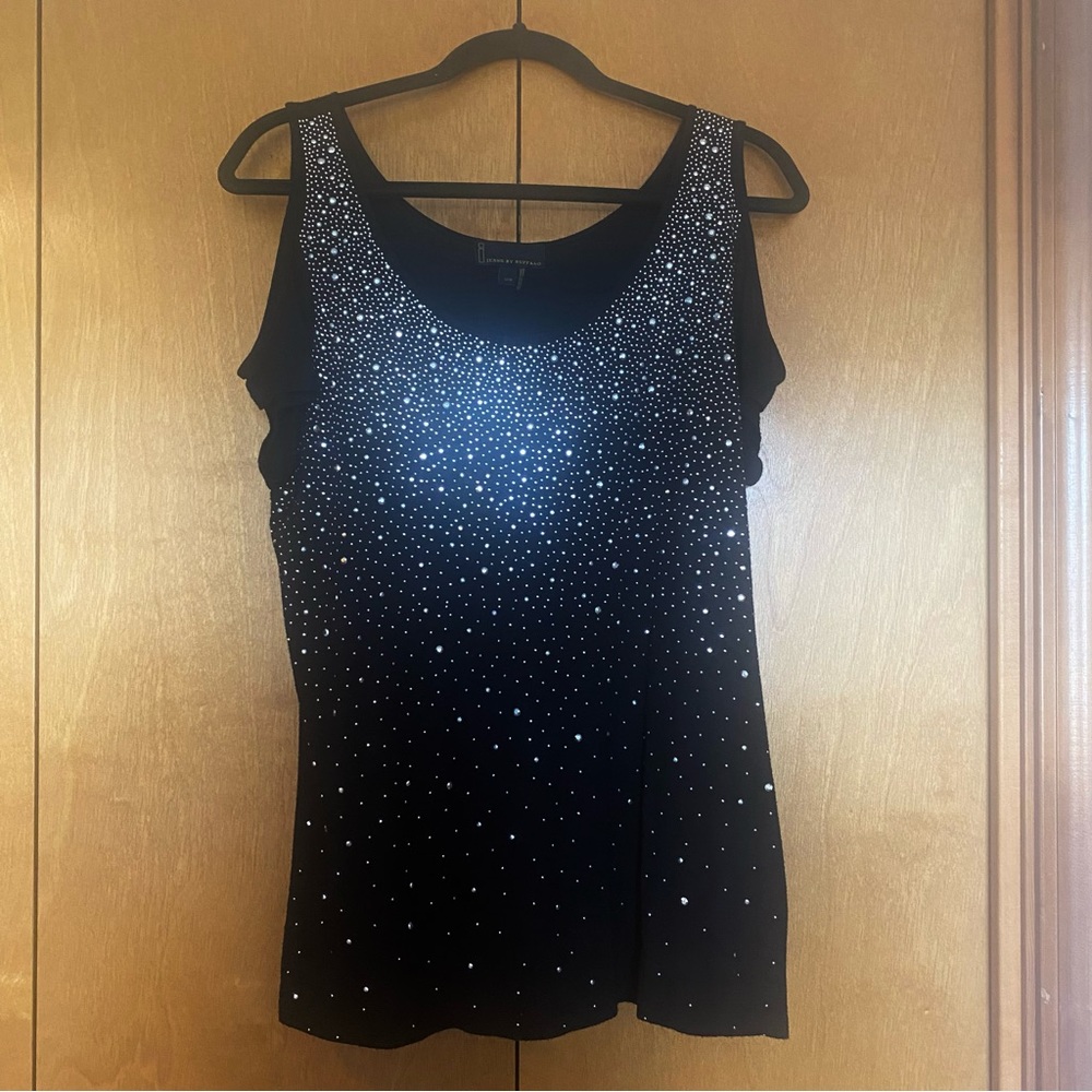I Jeans by Buffalo Cold Shoulder Sparkly Rhinestone Top